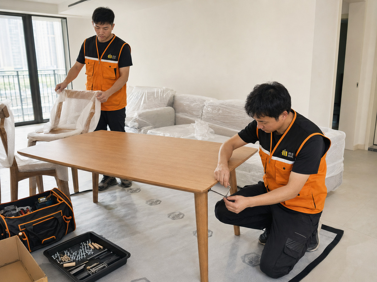 海外新房内进行家具入户与安装交付