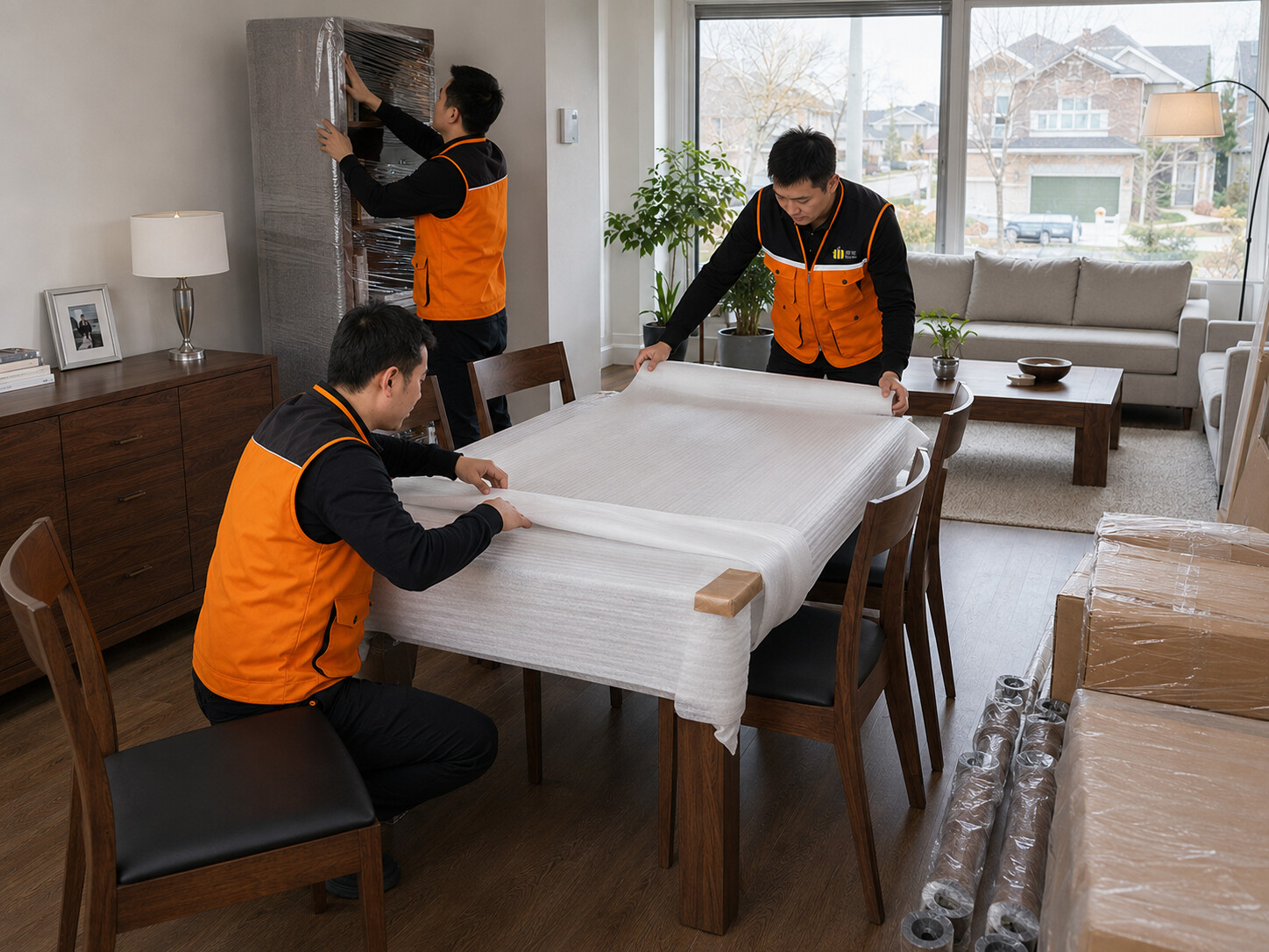 胡桃木全屋家具按部件进行分层包装